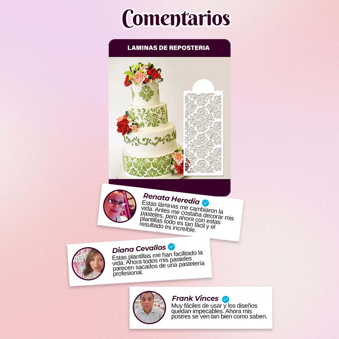 🎁Promo 4 unidades🎁 Láminas para decoración de Repostería (Stencil)