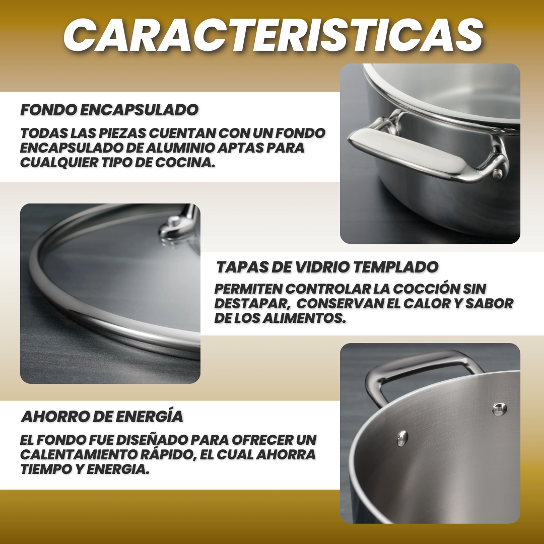 OLLAS DE ACERO INOXIDABLE 12 PIEZAS