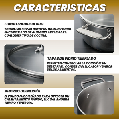 OLLAS DE ACERO INOXIDABLE 12 PIEZAS