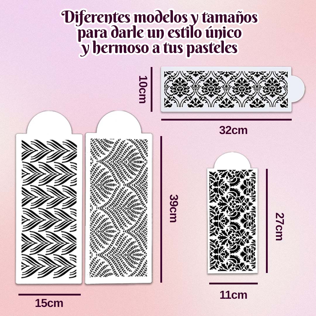 🎁Promo 4 unidades🎁 Láminas para decoración de Repostería (Stencil)