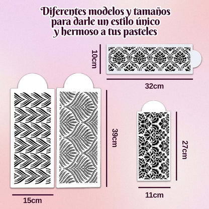 🎁Promo 4 unidades🎁 Láminas para decoración de Repostería (Stencil)